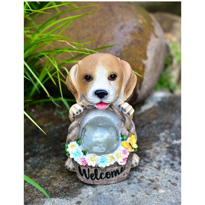 Solar Statue Decoration Cute Dog Animal Outdoor Garden Light Garden Resin Garden Decoration