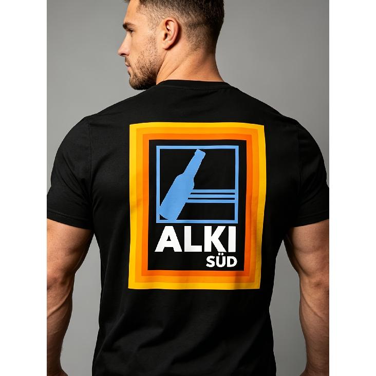 Men's Alki Milk Parody Alcohol Drinking Party T-Shirt - Funny Malle Meme Suitable for Home, Outdoor, Work, Birthdays, Valentine's Day Gifts -