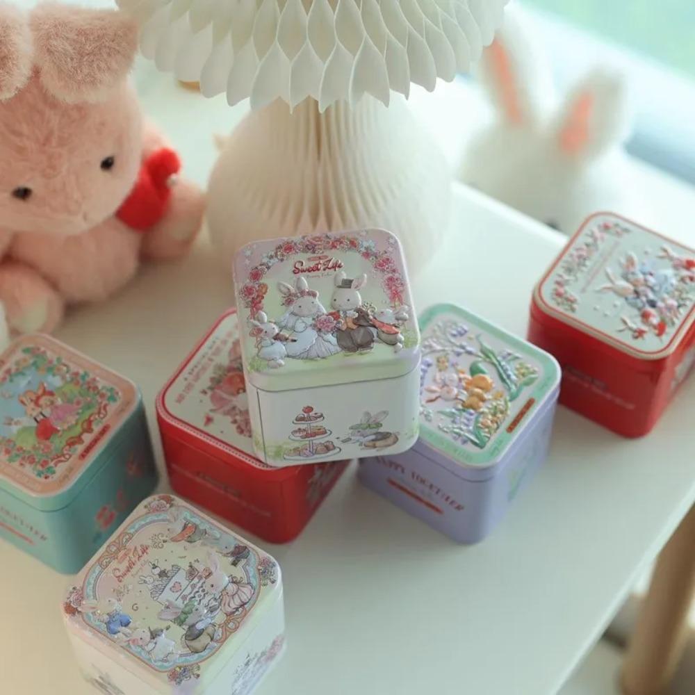 Тиснение Печать Пасхальный Кролик Жесть Жестяные Банки для Пасхальных Подарков Пасхальная Конфетница Свадебный Подарок