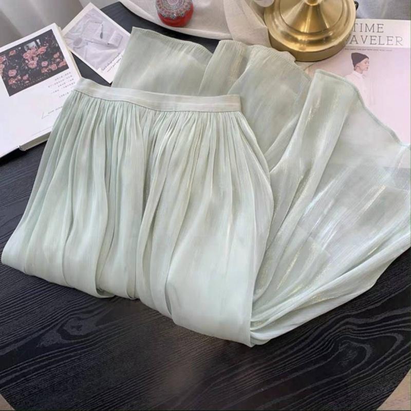 Mercerized Skirt Women'S Summer New Comfort Plus Size Cool A- Line Skirt Temperament Slimming Elastic Waist Midi Skirt