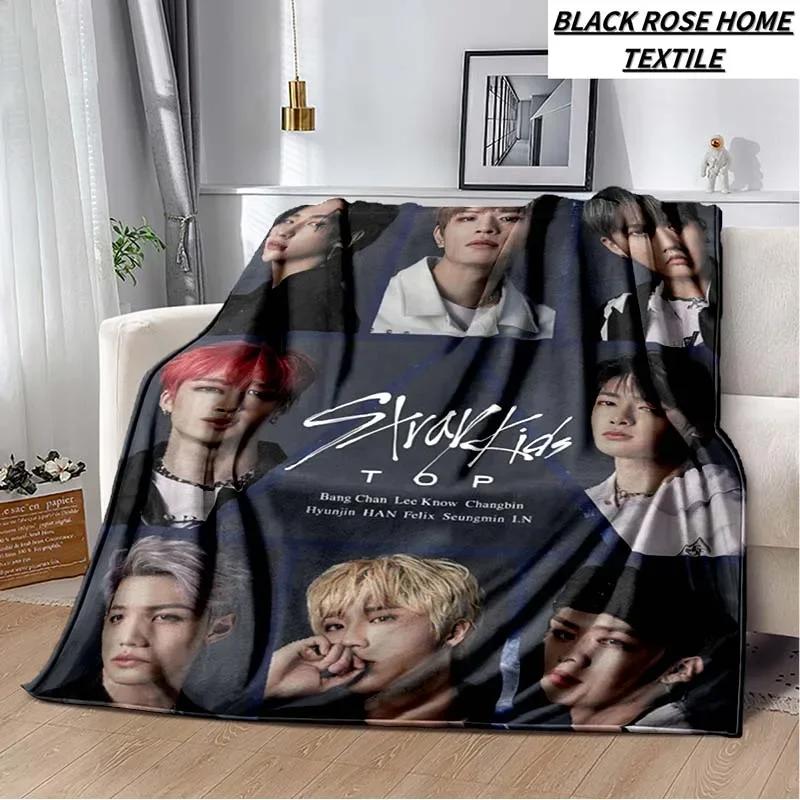 Плед с модным принтом KPOP stray-kids Idol Art, для гостиной, мягкий плюшевый плед для сна, Плед