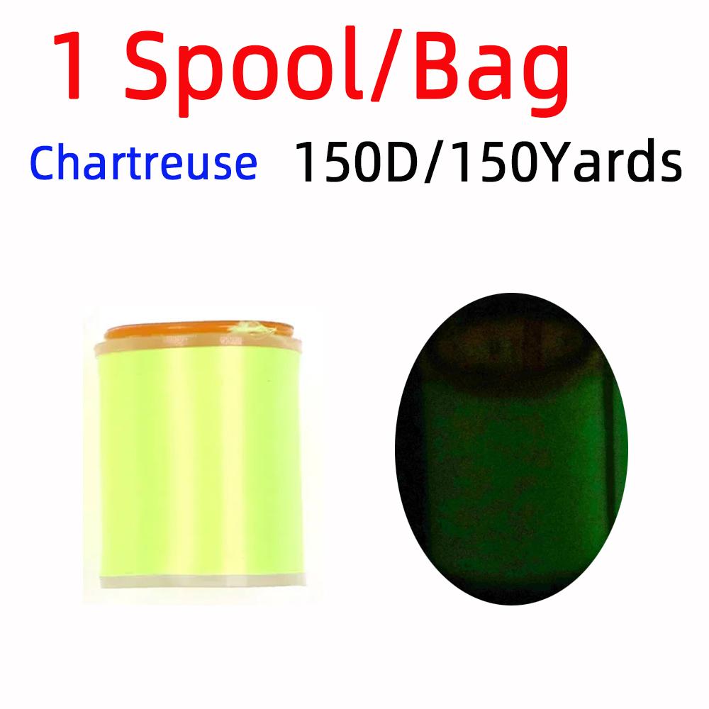Светящаяся нить Bimoo 150D для крючков для отсадки мушек и ребер, светящаяся в темноте нить для связывания мушек
