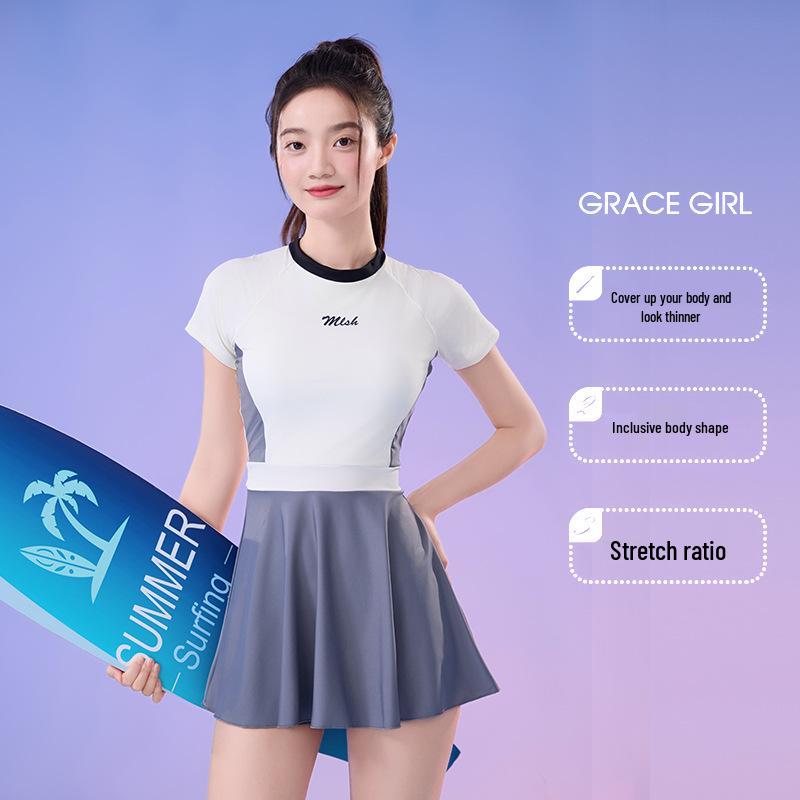 Женская быстросохнущая плиссированная А-силуэта юбка купальник из двух частей шорты - консервативная пляжная одежда высокого класса