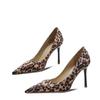 New Fashion High Heels Dance Shoes Leopard Print Plus Size Pointed Stiletto Heel Moms Shoes Banquet Women's Shoes