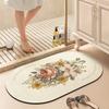Коврик для ванной Нескользящий коврик для пола Абсорбирующий коврик для ног из диатомовой грязи Растения Цветы Домашний декор Коврик для туалета Душевой зоны