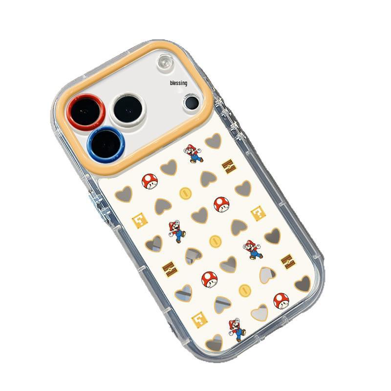 Яблоко Марио в форме сердца Зеркальный кремовый чехол для iPhone 17 Pro Max Чехол для iPhone 16 для 15 и 14