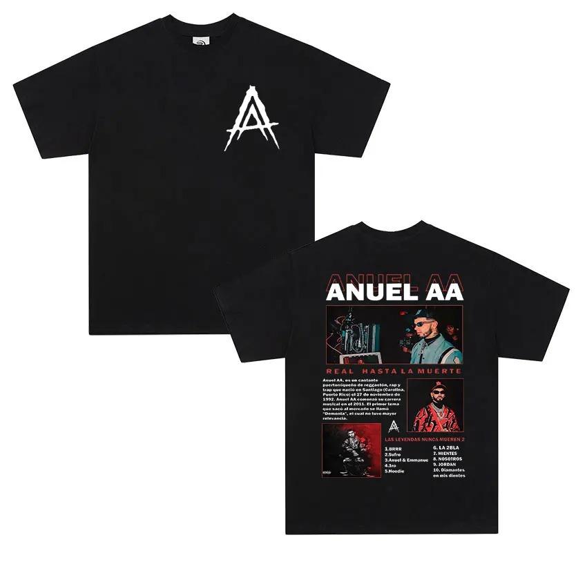 ANUEL AA Подходит для всех сезонов Новая модель Личность Одежда Для пар Унисекс Свободная футболка Высокое качество Горячий продукт Высококлассный Роскошь