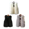Women Imitation Fur Vest V-neck Sleeveless Open Front Plush Texture Solid Color Waistcoat Winter Thickened Vest Coat