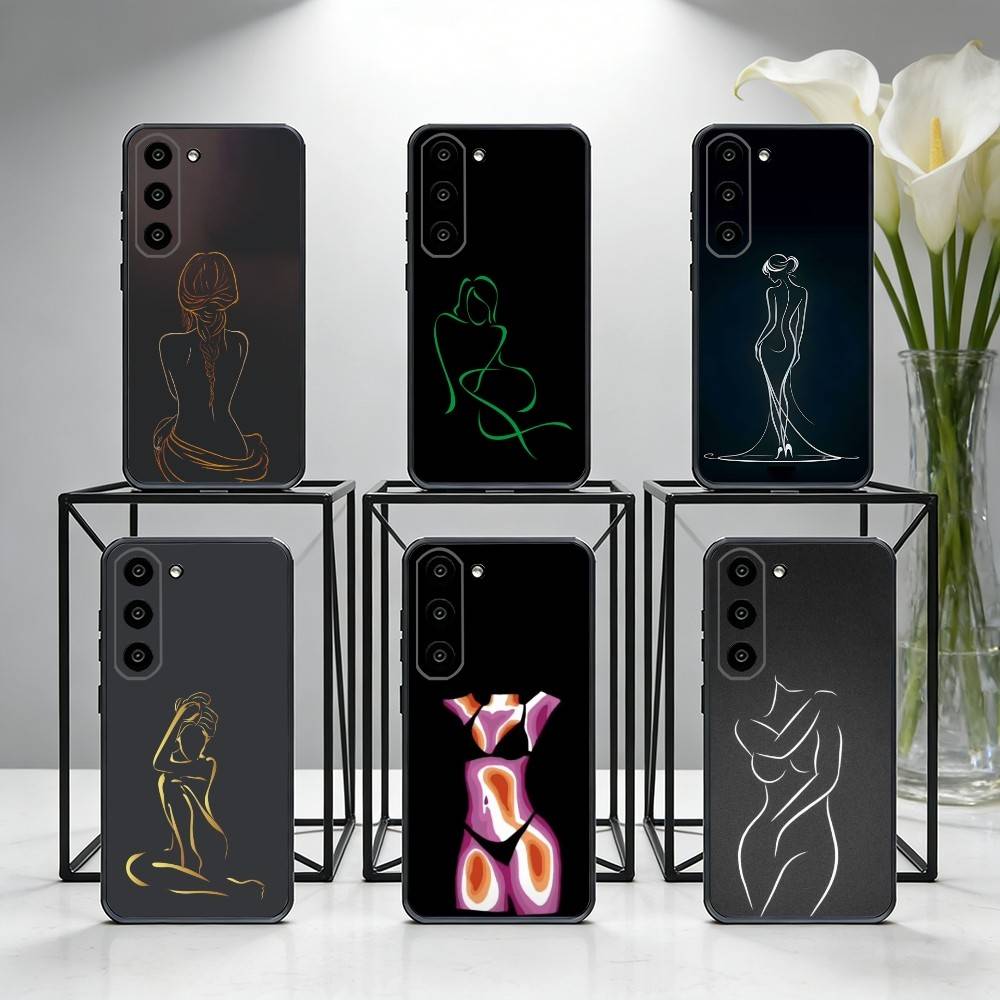 Sexy Body curve Art Phone Case For Samsung Galaxy A73,A72,A71,A70,A53,A52,A51,Others Soft Black Cover