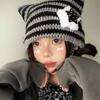 Y2K Pullover Hat Striped Cat Ear Hat Creative Star Knitted Beanie Hat  Winter