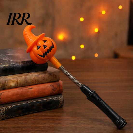 Pumpkin Lantern Glow Stick Halloween Party LED for Kids, Spooky Ghost Flashing Light Lighted Up Rod with Spring Holiday Favors Decoration