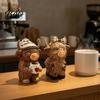Rustic Farmhouse Living Room Decor Highland Cow Figurine, Resin Coffee Statue for Home Decor, Artistic Small Statues Country Style Tabletop