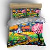 Colorful trees and house. Bedding sets Duvet cover sets Duvet covers Pillowcases(1 * Duvet Cover 2 * Pillowcases without duvet insert)