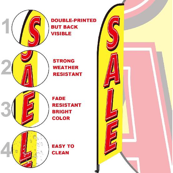 2 Sets Sale Themed Swooper Flag with Storage Bag Flagpole Kit and Ground Stake, 7 ft Sale Banner Feather Flag for Retail Store Business Advertising