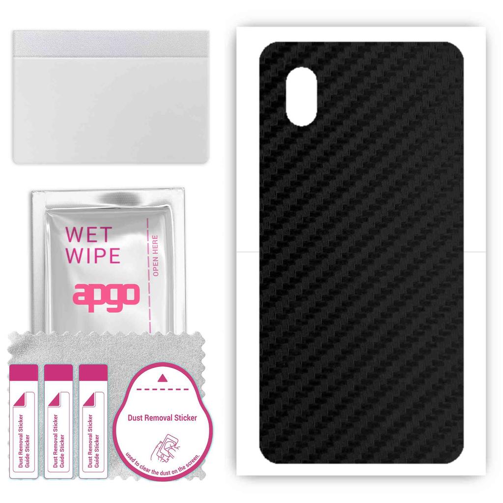 apgo Protective Skin Sticker for the Back Compatible with Alcatel 1B (2020), Wrap Film, Foil, Vinyl - Pattern Carbon Black