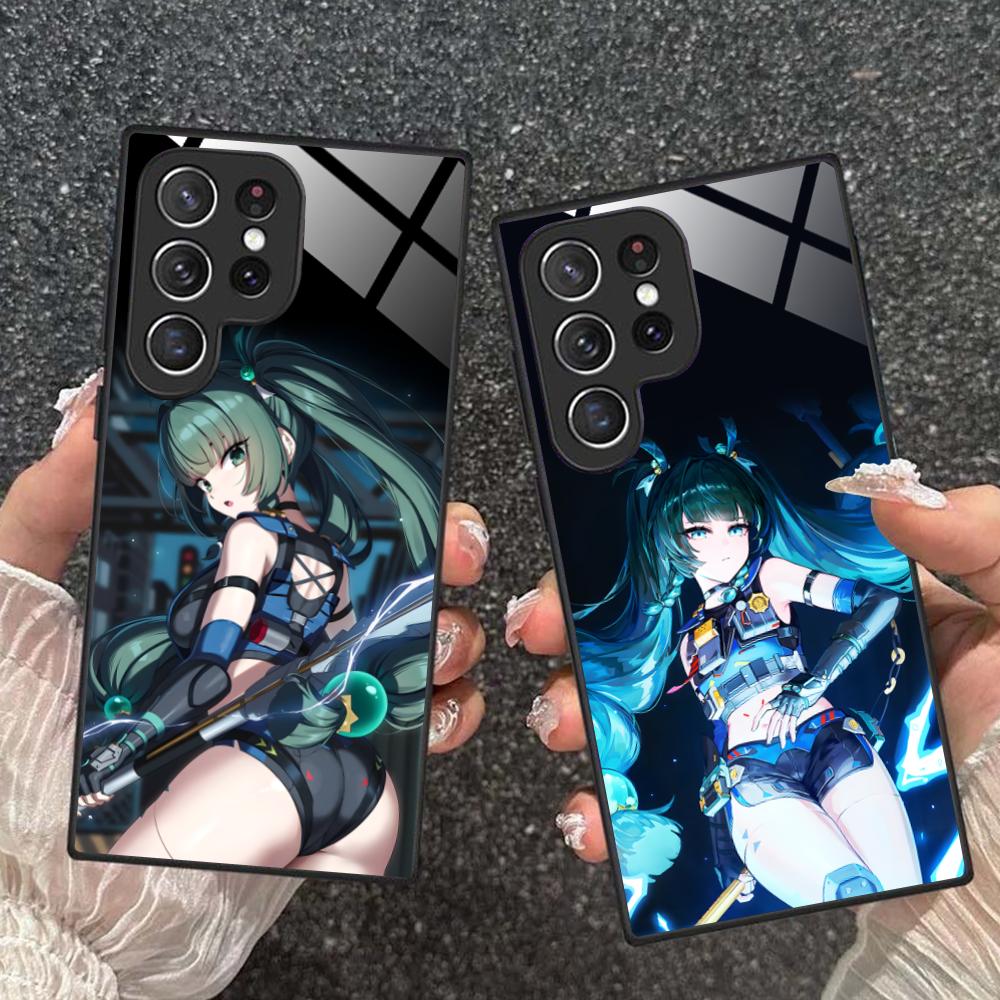 Zenless Zone Zero QingYi Phone Case for Samsung Galaxy S25 S24 S23 S22 S21 S20 Note20 Plus FE Ultra Glass Colorful Cover Luxury