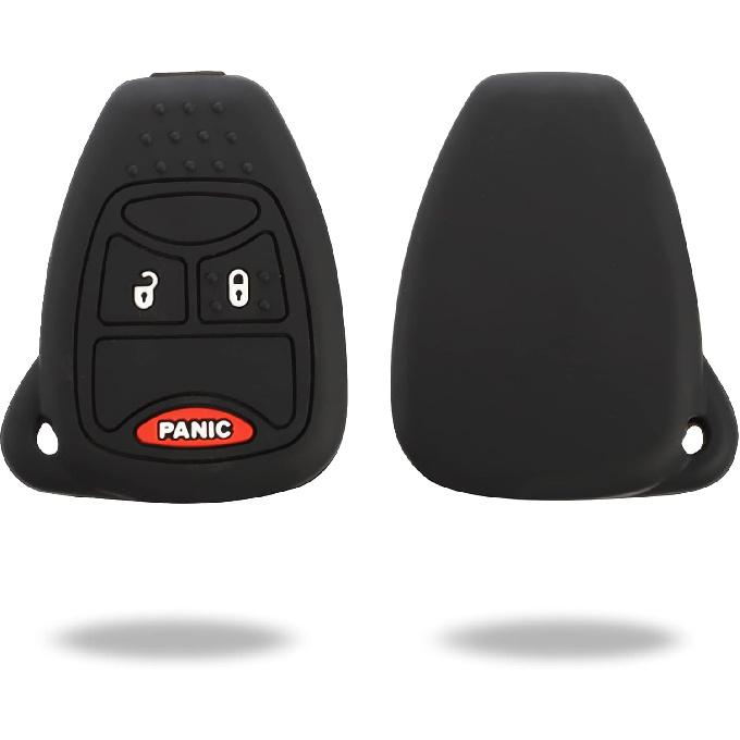 TOMALL 2Pcs Silicone Key Fob Cover 3 Buttons Compatible with Jeep Chrysler Dodge 2007-2018 Wrangler Flip Key Jacket Protector Holder Remote Rubber