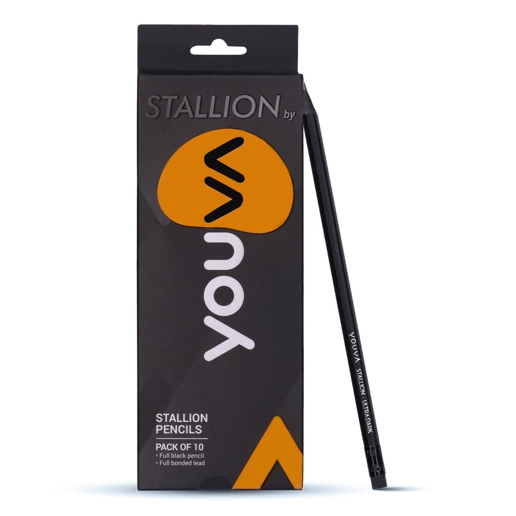 YOUVA Navneet Stallion Премиум Черные Карандаши Для Письма С Ластиком На Конце Для Учеников и Профессионалов Набор 10 шт. Школьное Использование