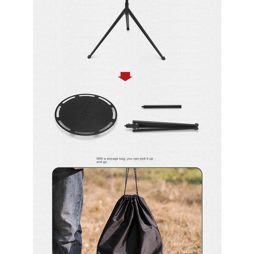 Outdoor Folding Picnic Table Round Camping Table Aluminum Alloy Dining Table With Tripod Storage Bag Camping Side Table