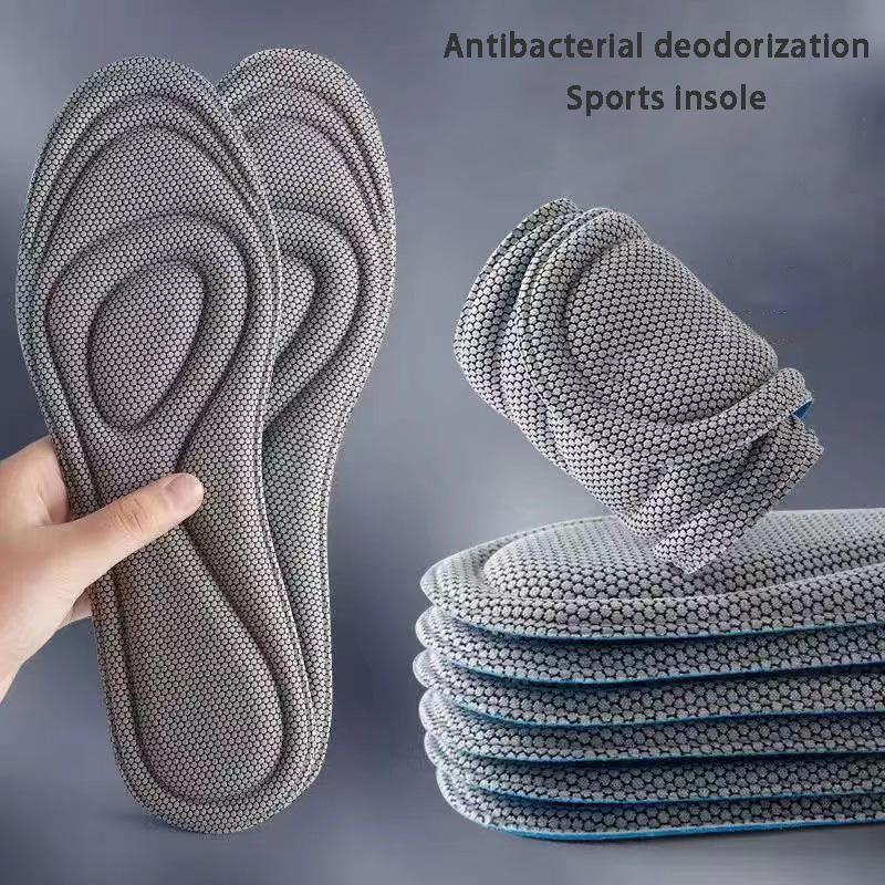 4D ортопедические стельки из пены с эффектом памяти для обуви, нано-антибактериальные дезодорирующие вставки для поглощения пота, спортивная обувь, подушечки для бега