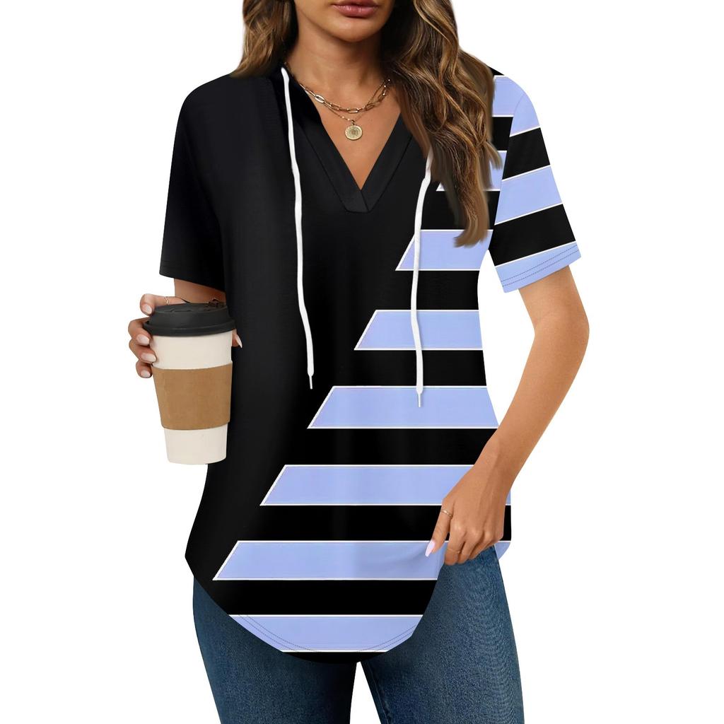 Женские летние футболки с V-образным вырезом, толстовки с коротким рукавом, туники, повседневные свободные туники, толстовки