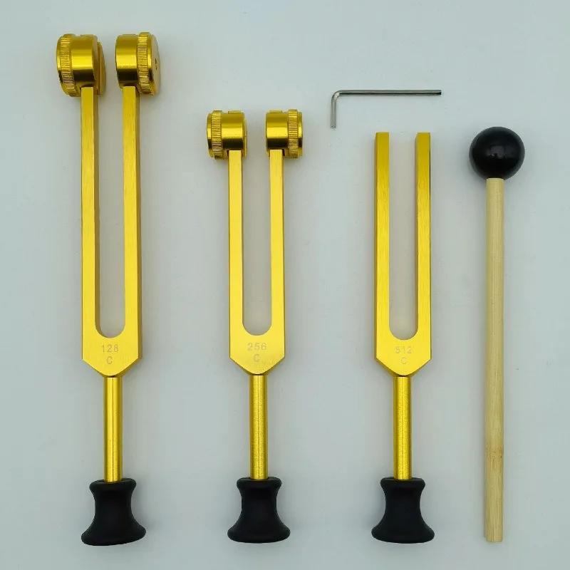 Алюминиевый камертон 128 Гц 256 Гц 512 Гц Набор камертонов Исцеление Массаж Стандартный Профессиональный Золотой с подставкой Терапия чакр