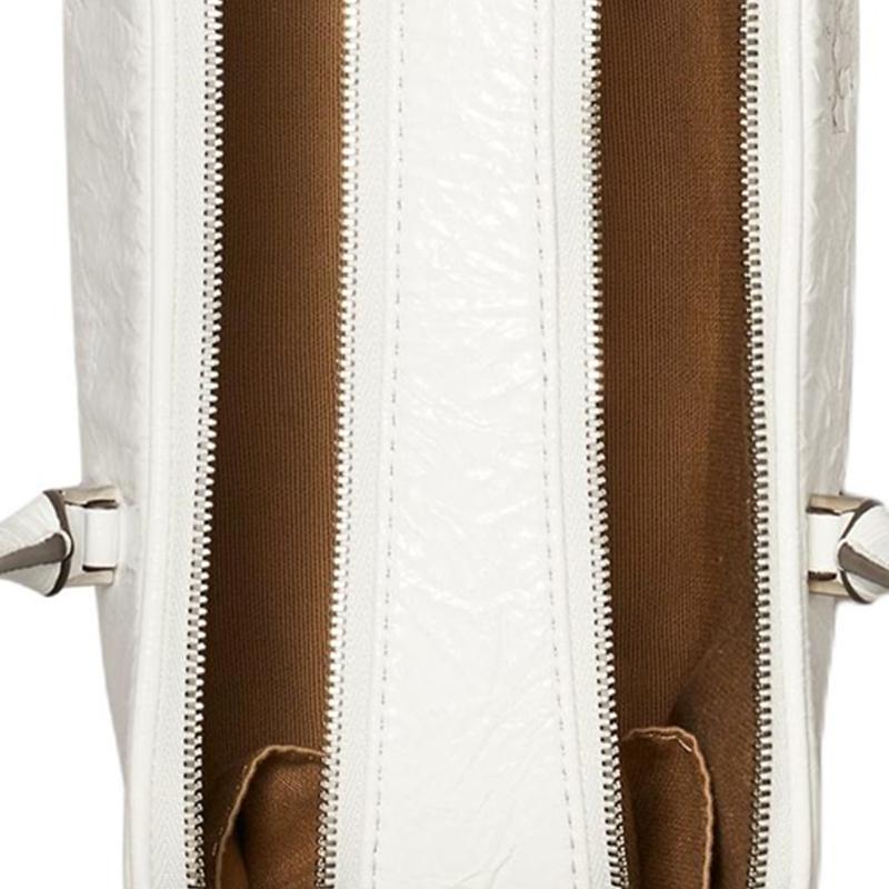 Tory Burch Marshmallow Embossed Metallic Double T Ruched Leather Tote Shoulder Bag Small Women Bags White 163622-100
