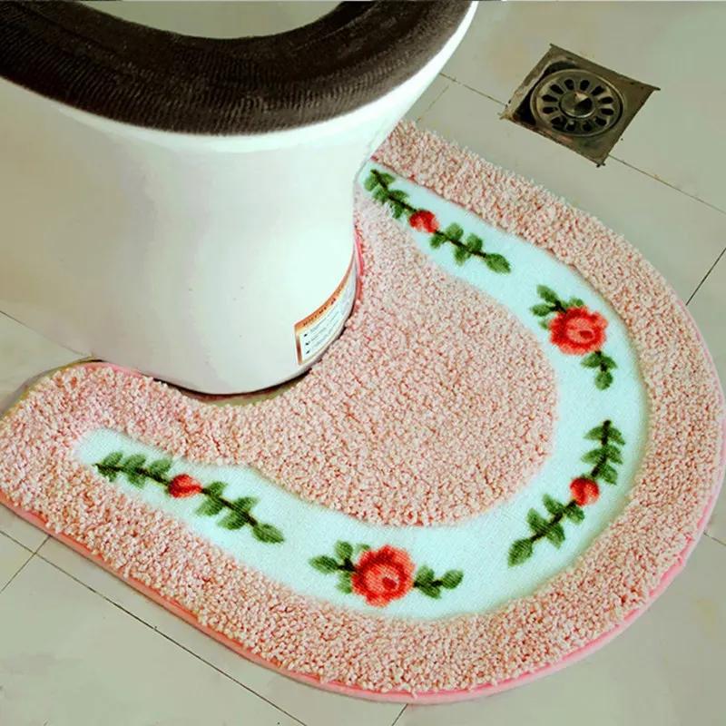 Овальный коврик для унитаза, квадратный коврик для ванной комнаты, коралловый бархатный ковер, коврик для ванной комнаты, нескользящие коврики для ванной, впитывающие подушечки