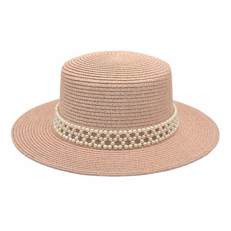 French hat summer new pearl flat top hat women's casual sun hat princess top hat trend