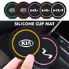 AABIU1 2pcs Car Silicone Coasters Water Cup Pads Non-Slip Mats For KIA K5 K2 Rio Optima Sportage Ceed Soul Picanto Venga Forte Stonic