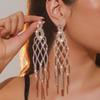 FYUAN Длинные серьги-подвески с кисточками и стразами для женщин, полые геометрические серьги-подвески с кристаллами для вечеринки, свадьбы, циркон