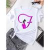 Maycaur Custom Name Letter Combination Fashion Women T-shirt Nail Polish Letter Font A B C D E F G Short Sleeve Tops Female Tees