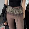 Hip-hop Ruffled Edge Waistband Sweet Layer Outfits Belt Leopard Print Hip Scarf Skirt Jeans Decor