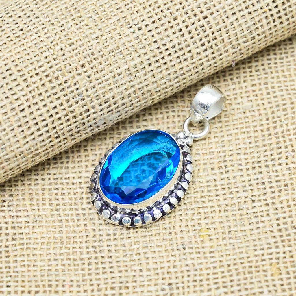 Ювелирные изделия ручной работы с голубым топазом из стерлингового серебра 925 пробы, ожерелье с подвеской в подарок маме