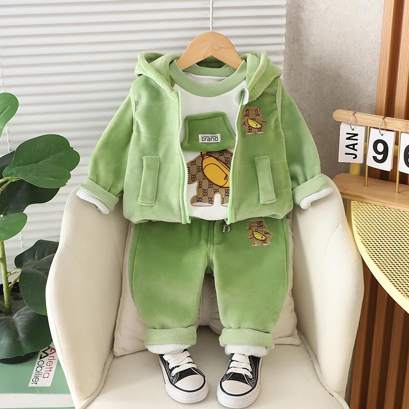 1-4 года Winner Baby Boys Clothes Cute Lion Autumn Boys Clothing Sets Coat + Vest + Bruins Boys Suits Children's Clothing