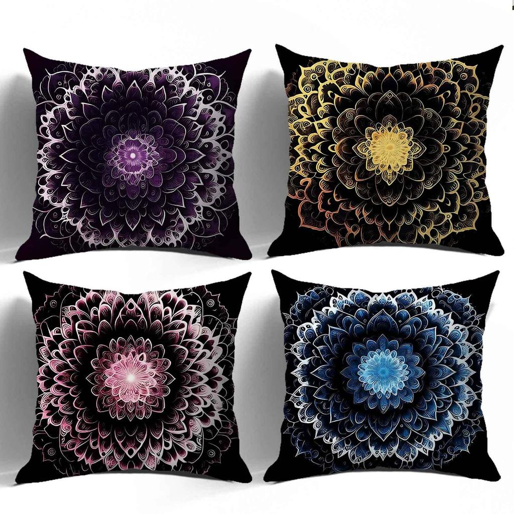 Exquisite Mandala Pattern Digital Printing Pillow Cover Short Plush Suitable Living Rooms Bedrooms Sofas Throw Cushion Cover