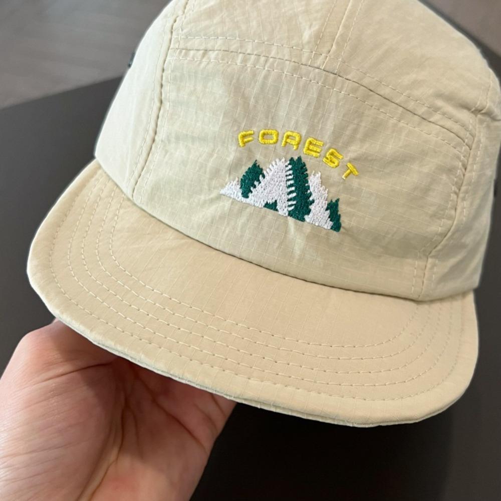 Retro Solid Color Short Brim Baseball Cap Quick-Dry Soft Top Sun Hat Adjustable Drawstring Peaked Cap Girl