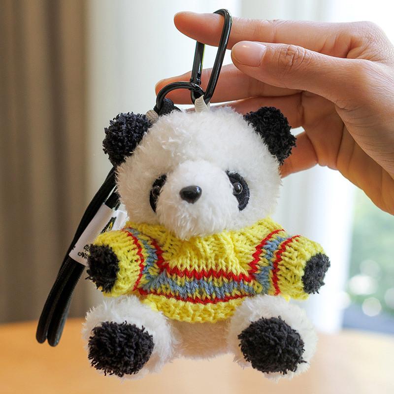 Colorful Panda Plush Keychain With Pp Cotton Filling For Girls And Kids