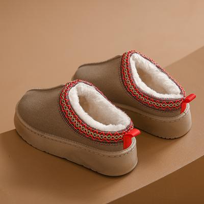 2024 Зимние Ретро Женские Снежные Теплые Замшевые Кожаные Ленивые Лоферы Теплее Женские Увеличивающие Рост Туфли на Платформе Женские Плоские Ботильоны Женская Обувь