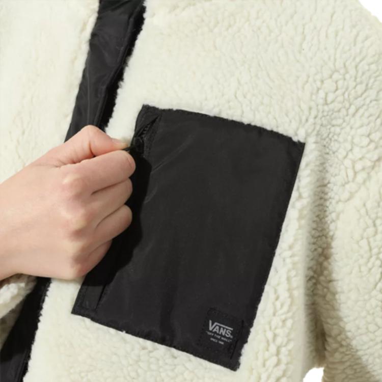 Vans Теплая женская куртка с флисовым воротником и цветными блоками, верхняя одежда бежевого цвета VN0A53LOFS8