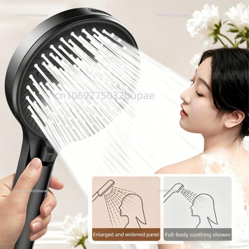 Large Shower Head Bathroom Fixtures and Accessories Shower Head Holder 6 Modes Water Saving High Pressure Handheld Hangable