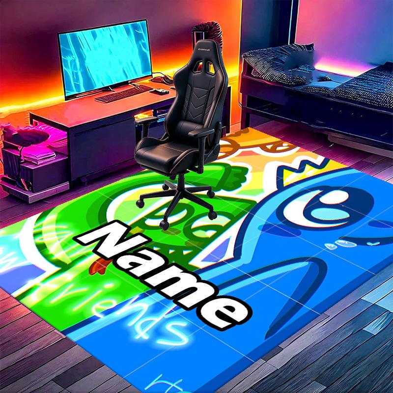Custom Name Personalized Game Rainbow Friends Print Carpet, Versatile Home Decor Rug, for Playroom, Apartment, Balcony, Entryway, Hallway Gift