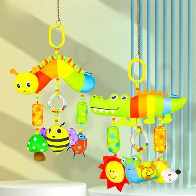 Игрушка-коляска с красочными животными и колокольчиками