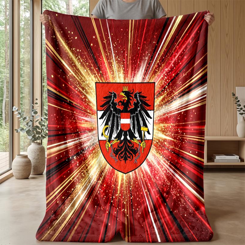 Austria Football Printed Flannel Blanket Skin Friendly Warm Decorative Throw for Indoor Couch Bed Daily Use