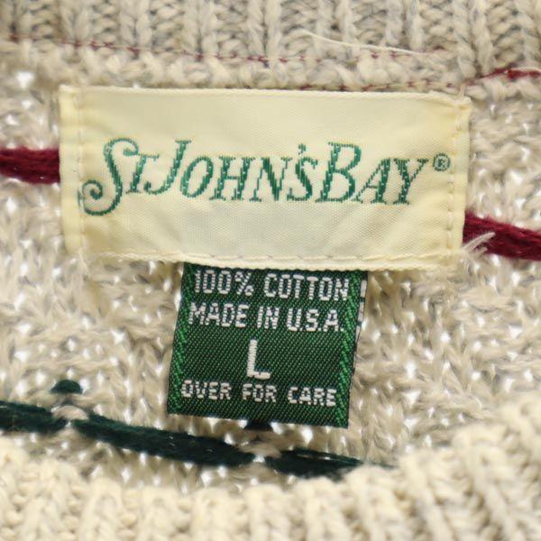 STJOHN’sBAY 90-е Сделано в США Старый Хлопковый свитер с длинным рукавом L Серый трикотаж Мужской Б/у