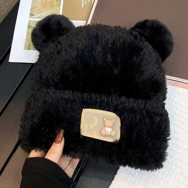 Hat Female Autumn and Winter Warm Knitted Wool Snow Hat Cycling Mother Fashion Ear Protection Headgear Scarf Integrated Hat