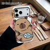 Phone Case: 2D flat design suitable for iPhone 18 17 16 15 14 13 Pro film protective case, couple style, food-themed capybara, Christmas and Halloween
