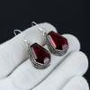 Amazing Red Garnet Coffin Gemstone Earrings, 925 Sterling Silver Earring, Handmade Boho Silver Jewelry Dangle Earrings, Wadding Gift