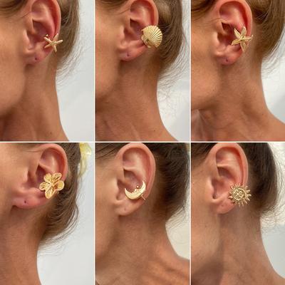 Серьги-клипсы Цветок Ракушка Морская звезда для Женщин Золотой/Серебряный Цвет Без Прокола Ушной Манжет Повседневные Ювелирные Аксессуары Подарок на Вечеринку