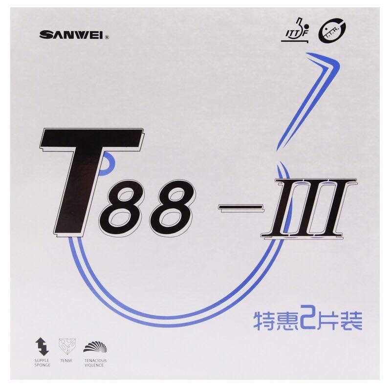 (1 Red + 1 Black) SANWEI T88-3 Table Tennis Rubber (Half-sticky) Original SANWEI T88 Ping Pong Sponge